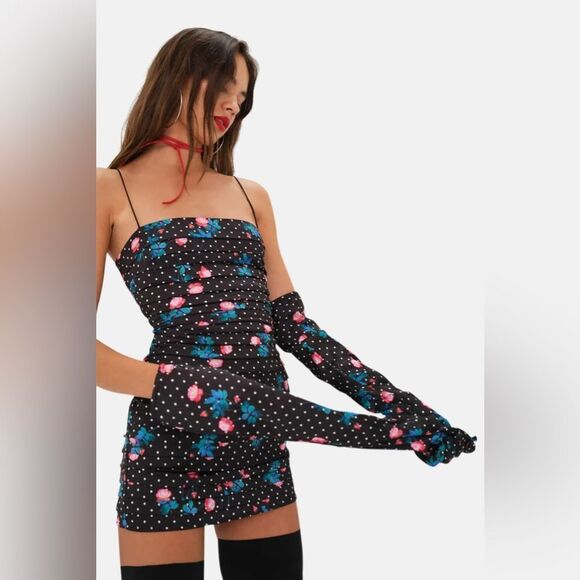 NWT For Love & Lemons Posey Mini Dress in Black Size Large - Picture 4 of 7